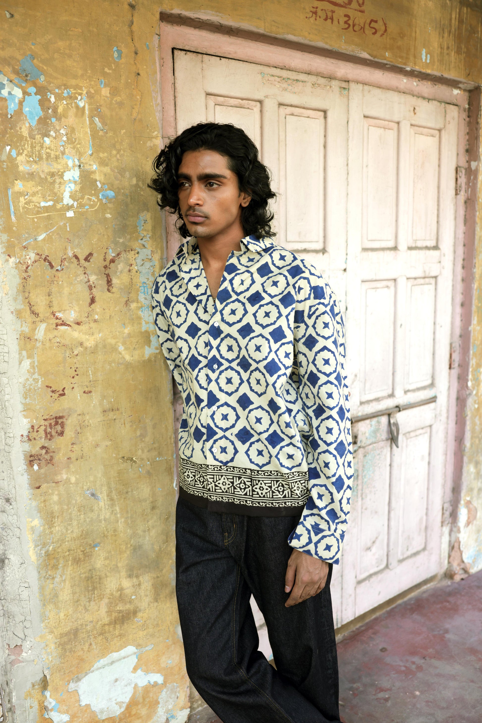Blue Bagru Hand-Blocked Summer Shirt