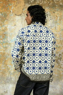Blue Bagru Hand-Blocked Summer Shirt