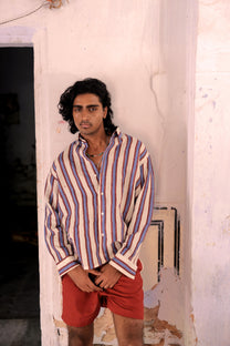 Hand-Blocked Stripe Linen Summer Shirt