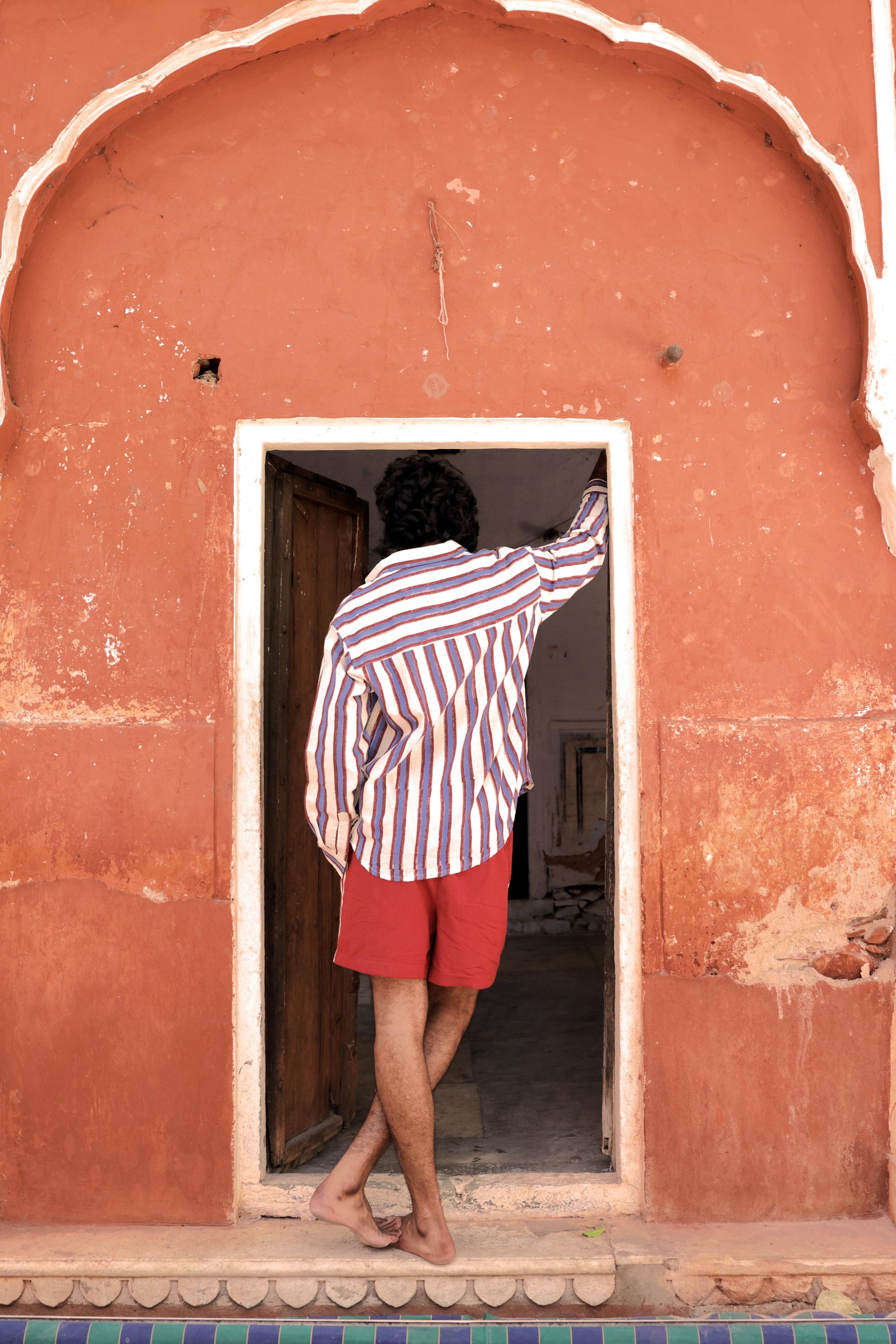 Hand-Blocked Stripe Linen Summer Shirt