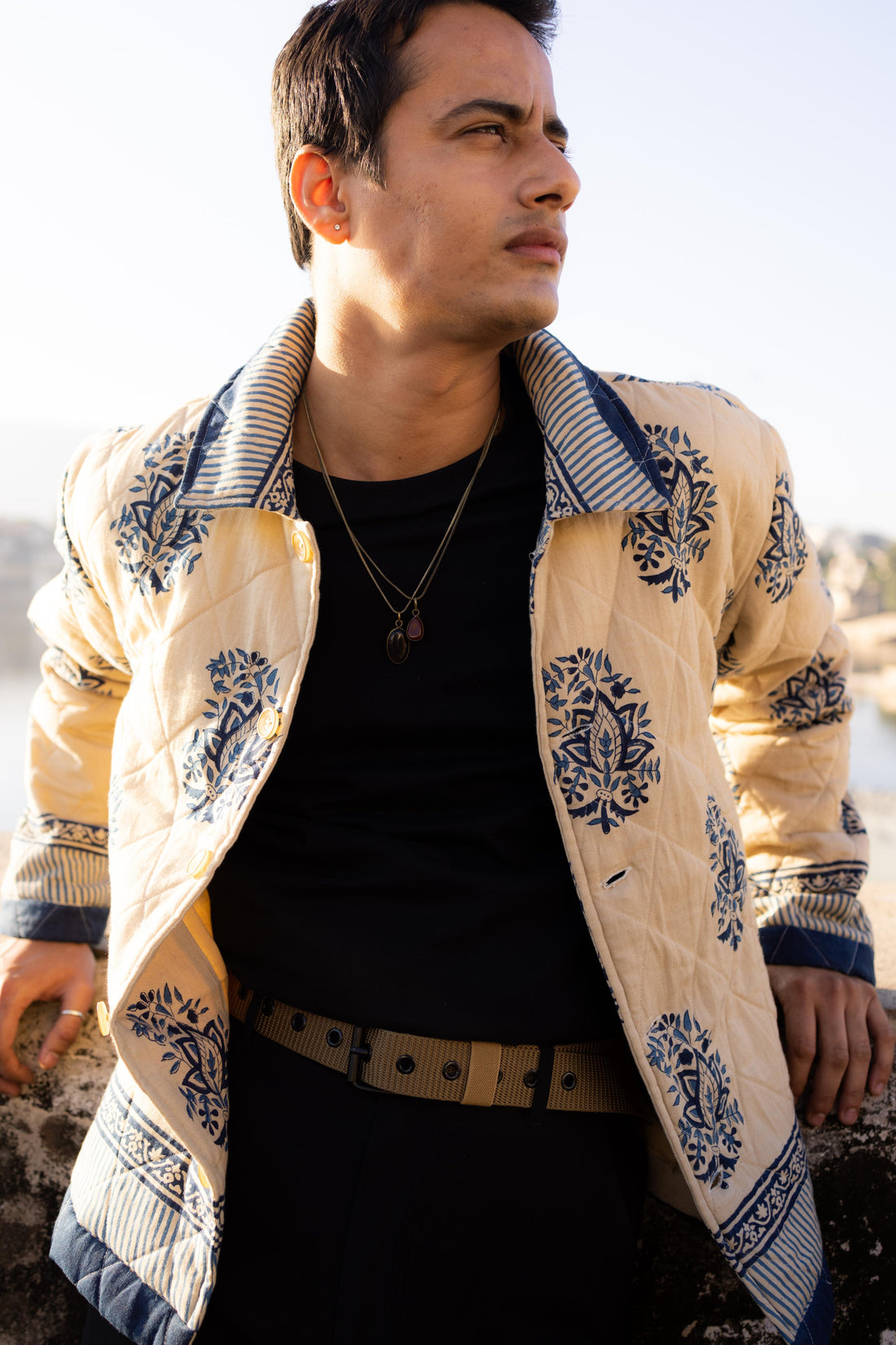 Beige Paisley HandBlocked Jacket