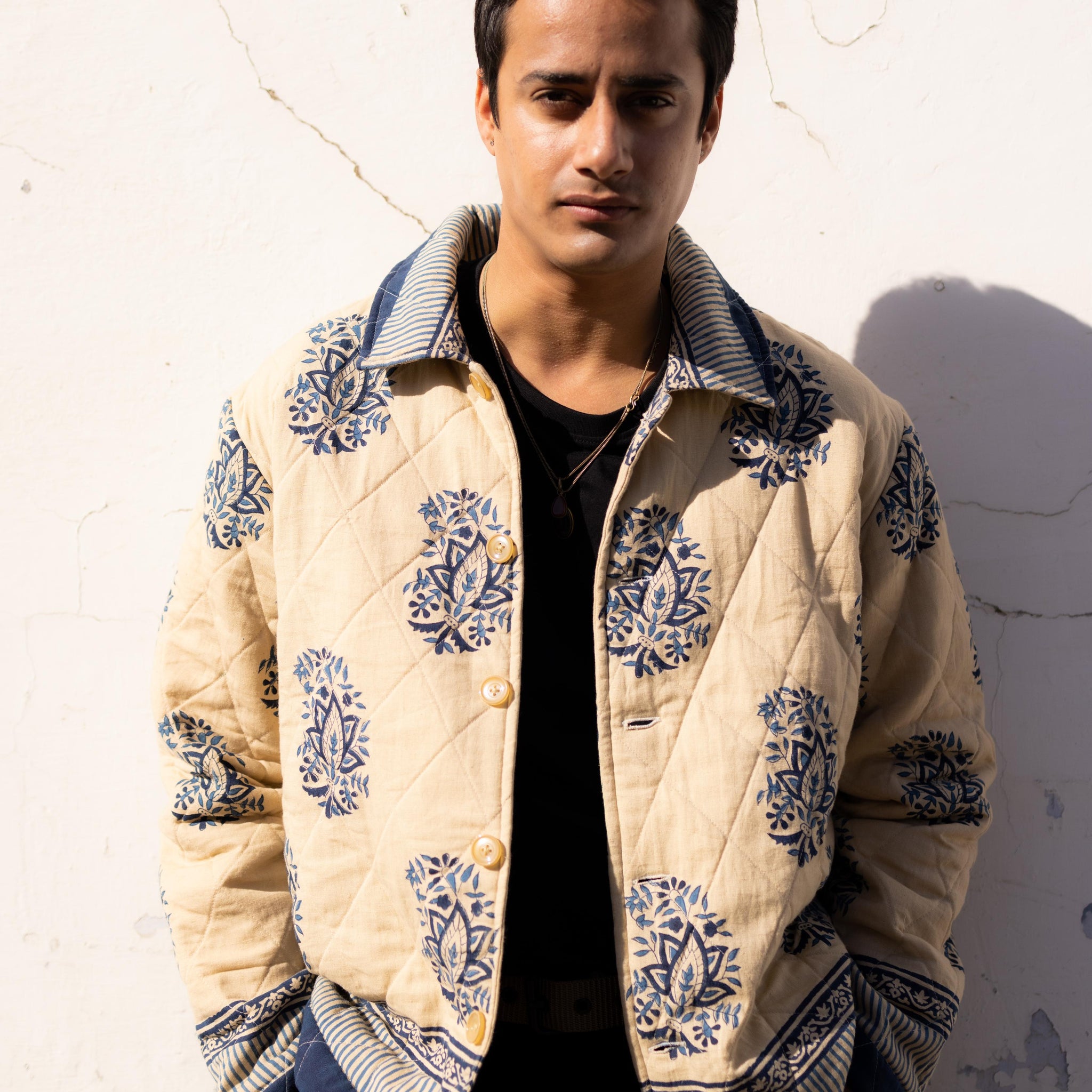 Beige Paisley HandBlocked Jacket