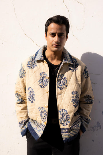 Beige Paisley HandBlocked Jacket