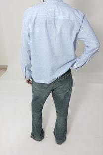 Blue Summer Hand-Blocked Stripe Shirt