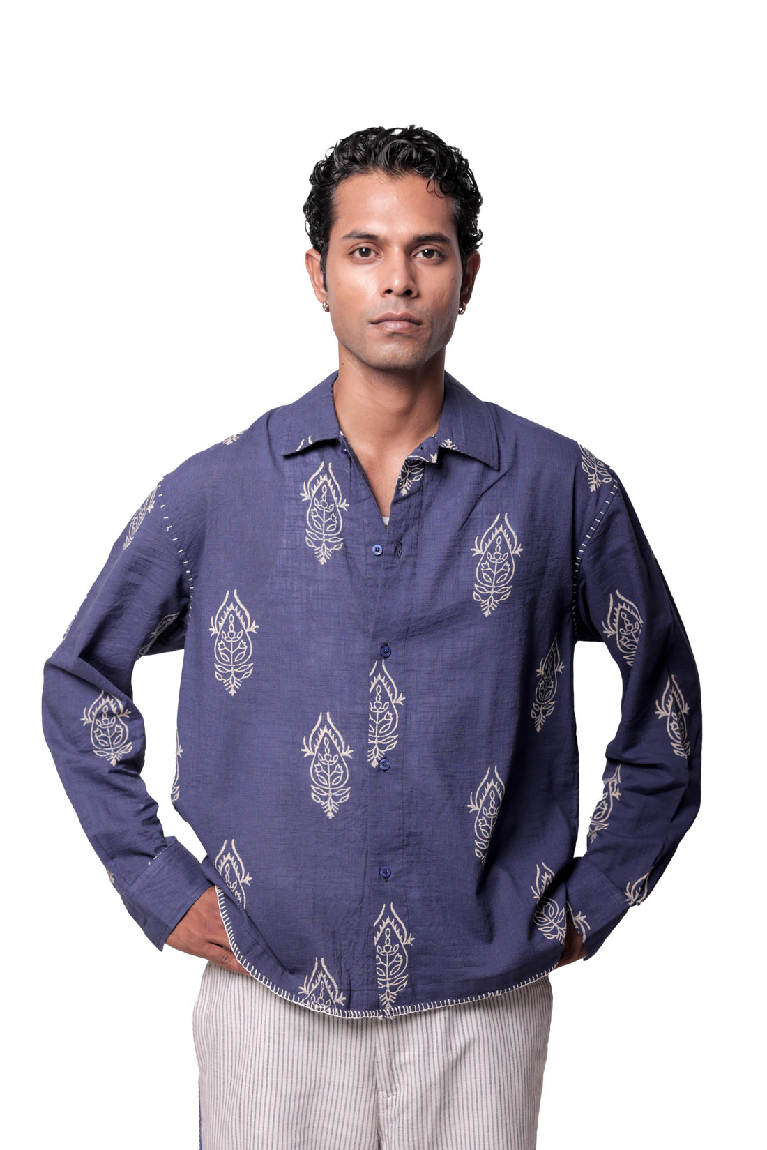 BLUE BOTTY BLOCK PRINTED SHIRT