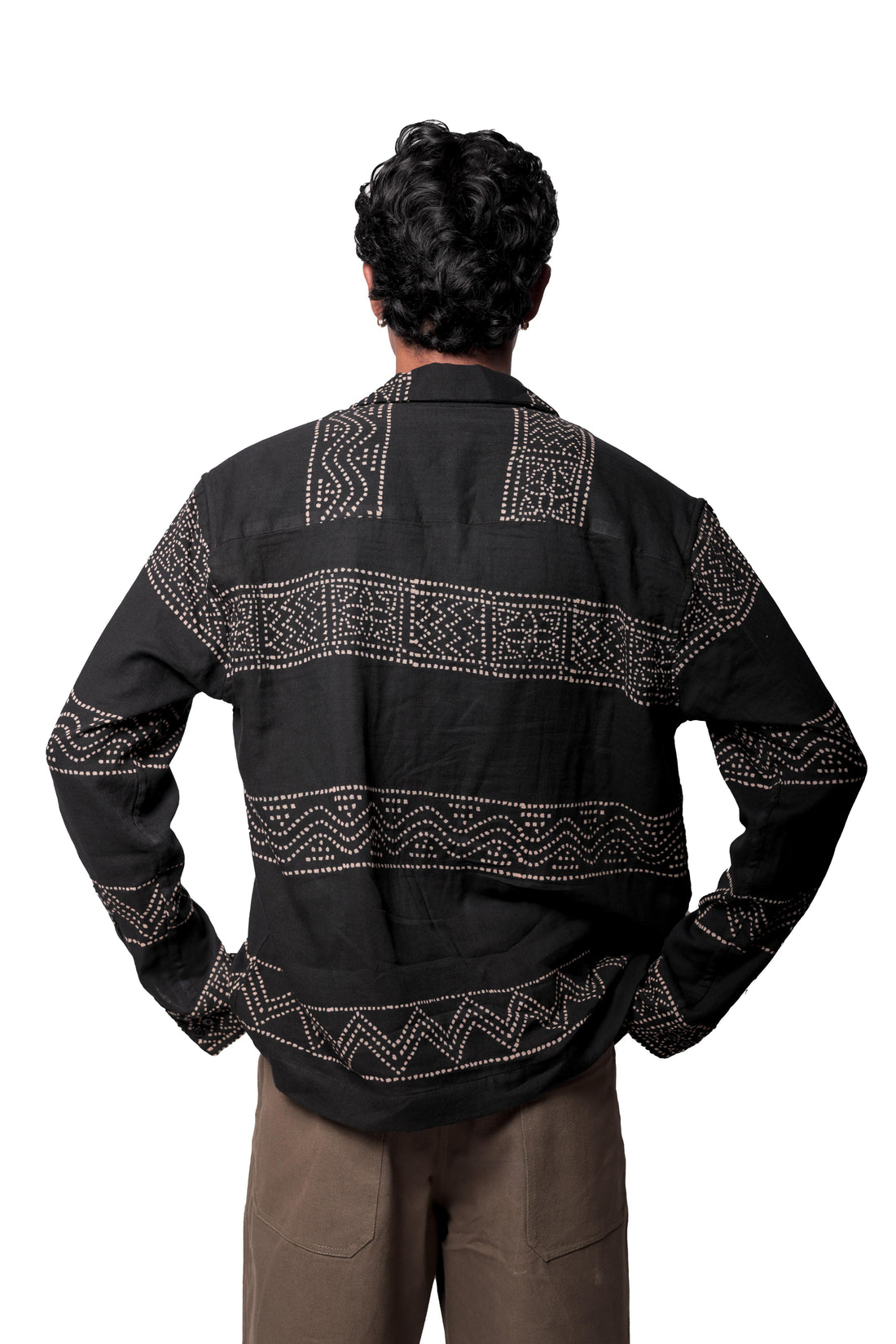 BLACK BANDHANI BLOCK PRINTED SHIRT