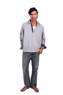 Para Yellow Embroidered Checks Shirt
