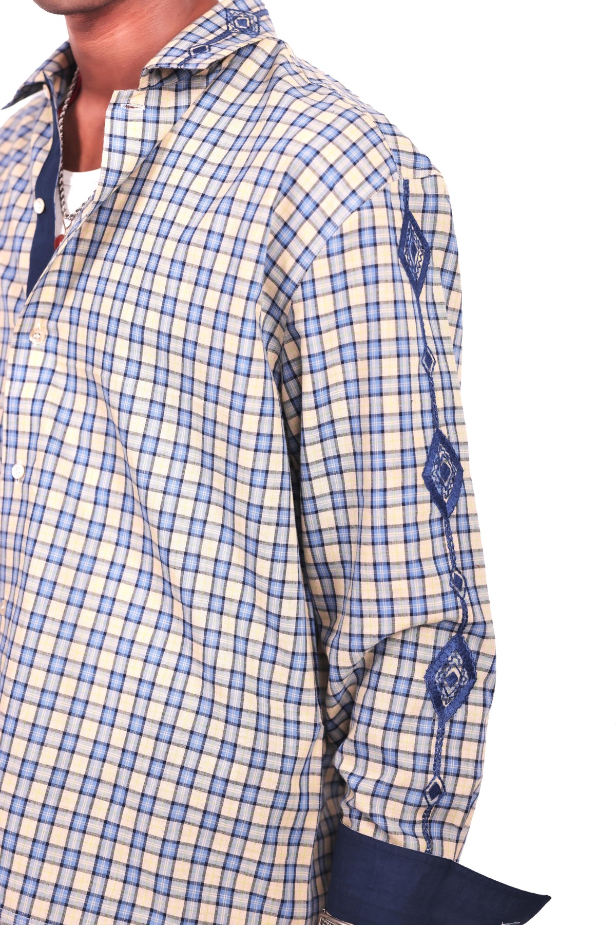 Para Yellow Embroidered Checks Shirt