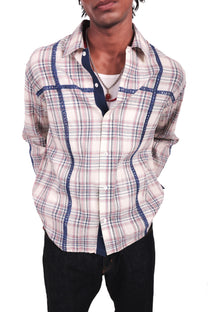 Cream Checks Embroidered Shirt