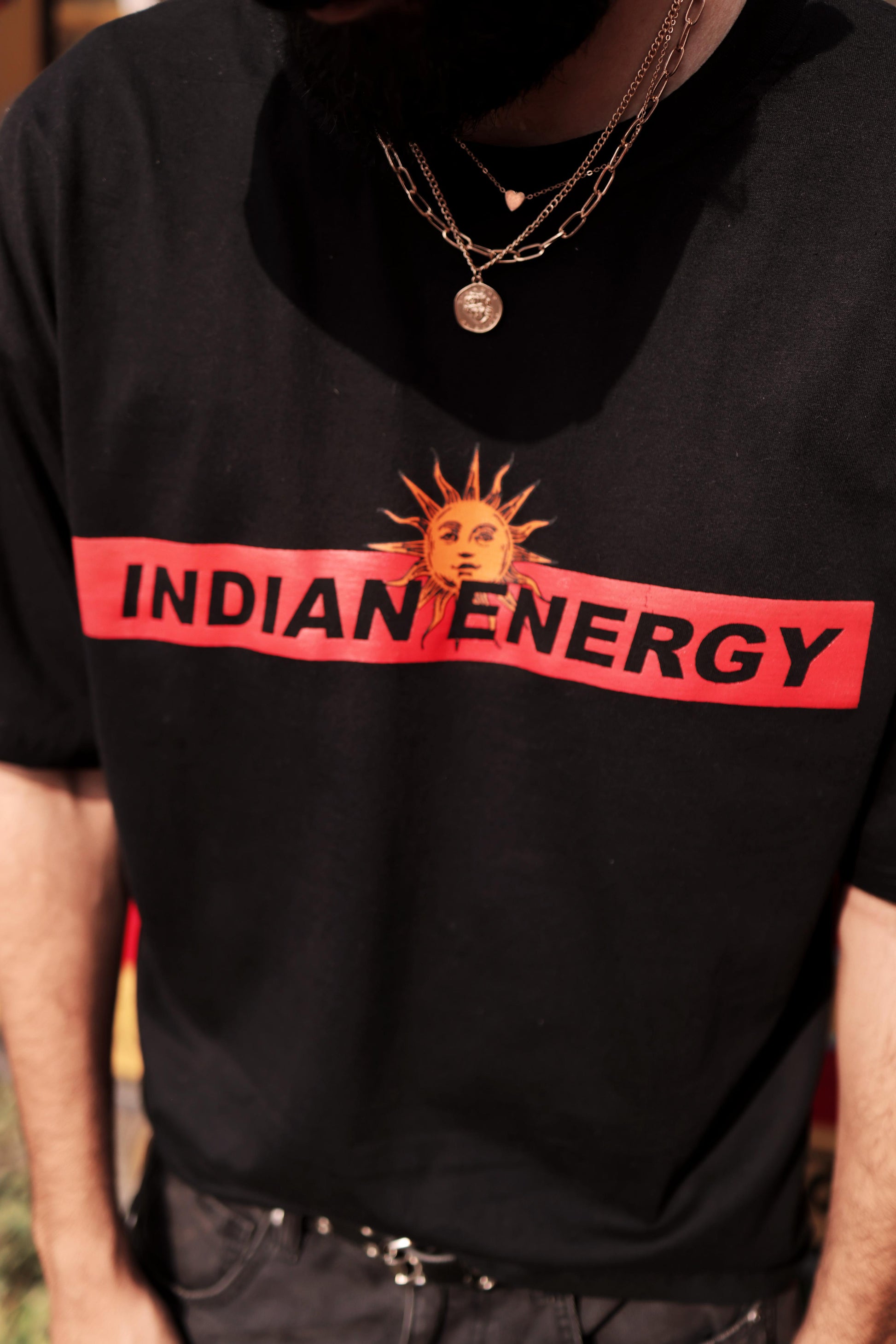 INDIAN ENERGY BLACK HALF SLEEVE TEESHIRT