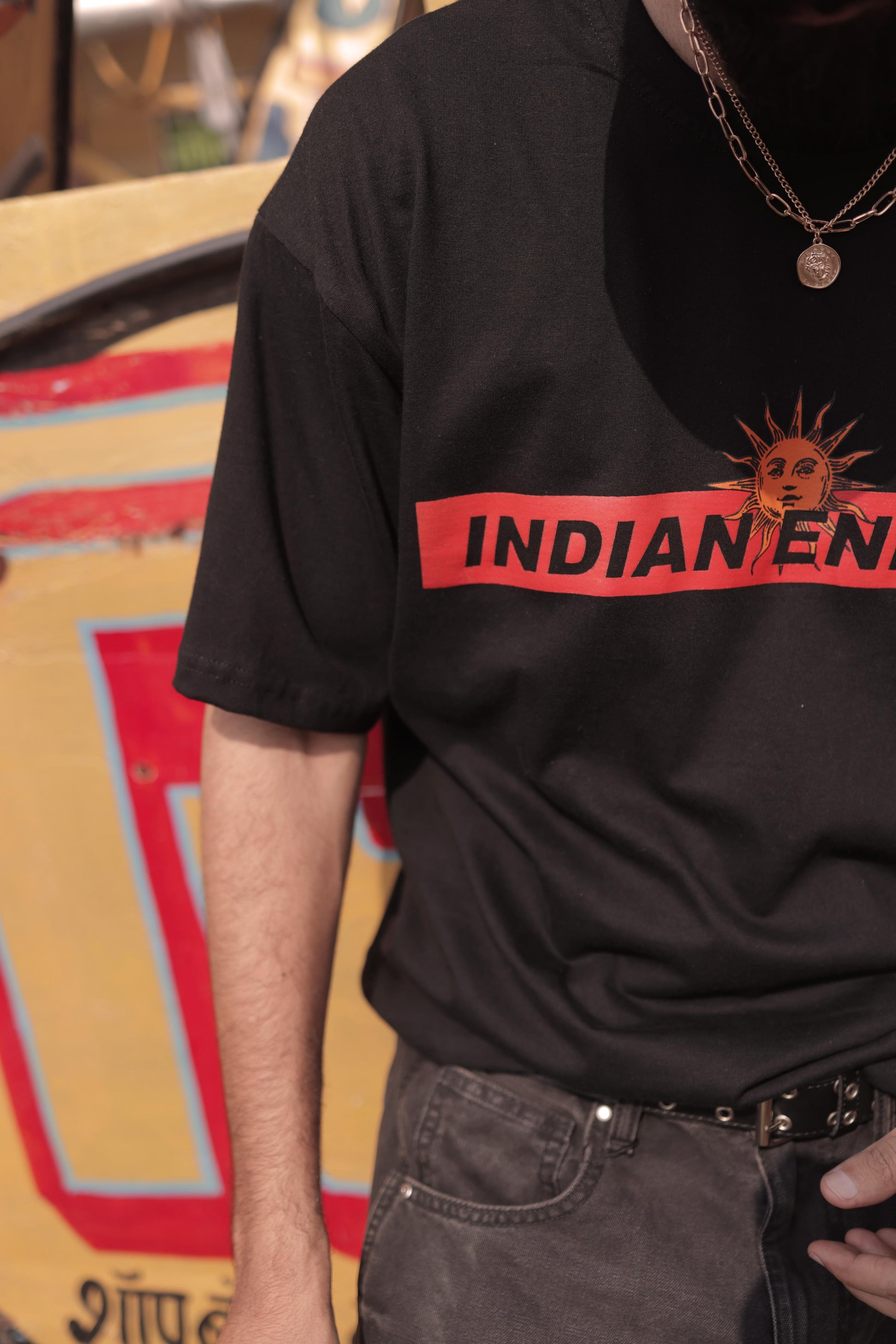 INDIAN ENERGY BLACK HALF SLEEVE TEESHIRT
