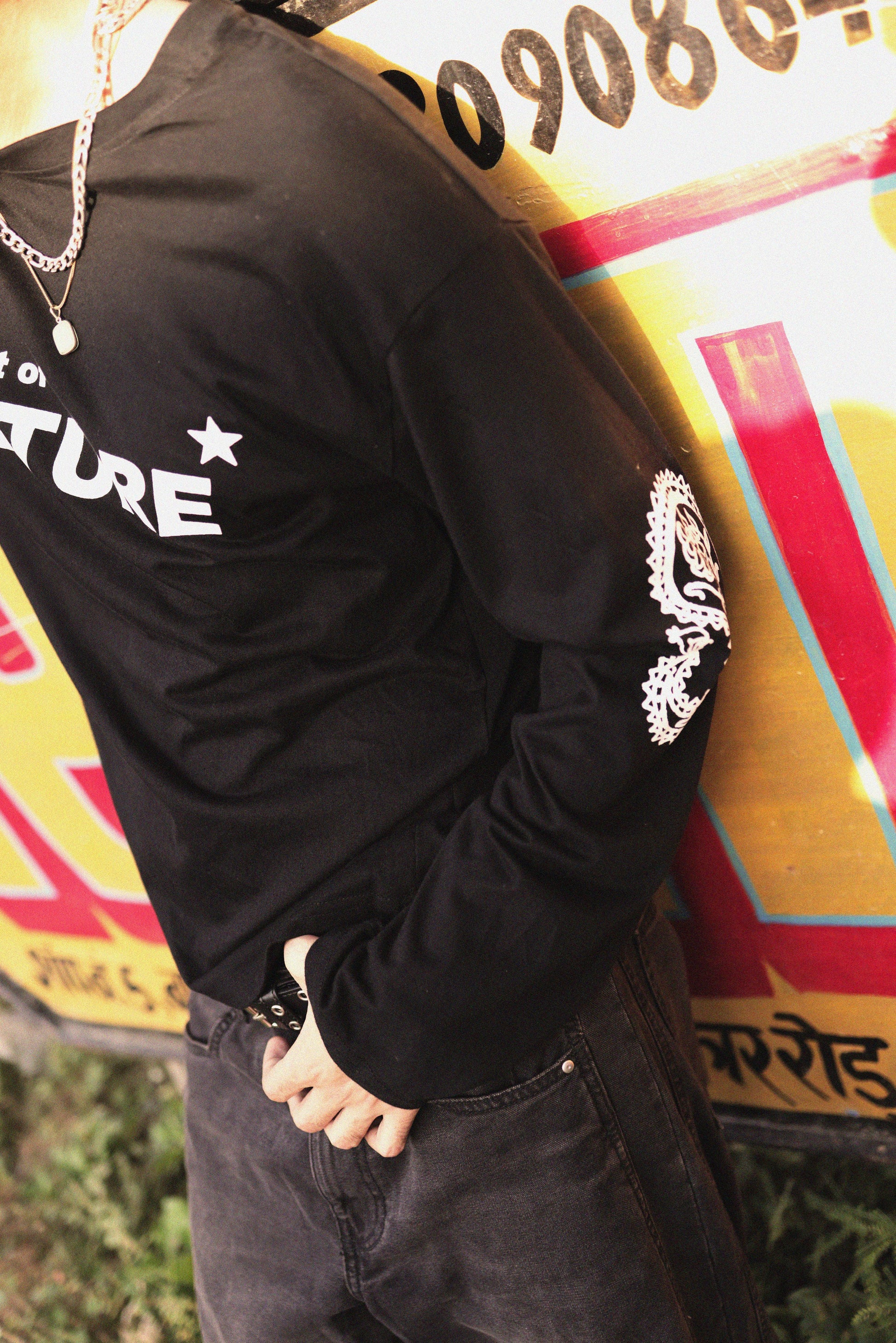&quot;CULTURE&quot; BLACK FULL SLEEVE TEESHIRT