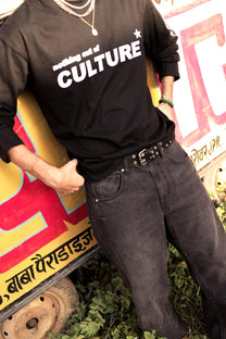 &quot;CULTURE&quot; BLACK FULL SLEEVE TEESHIRT