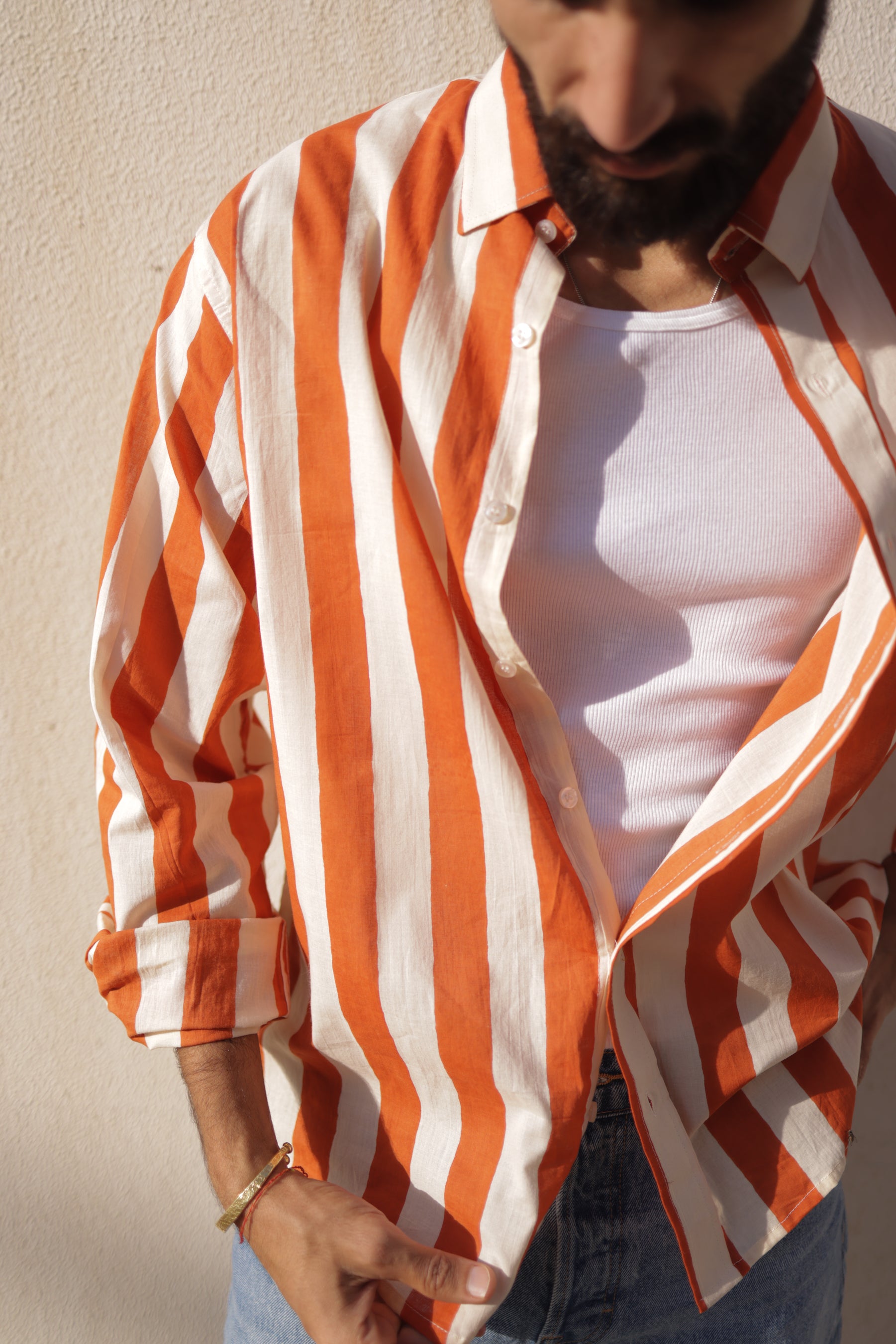 Rusty Shirt Pattern Rust Stripe Summer Shirt – AakarTaro