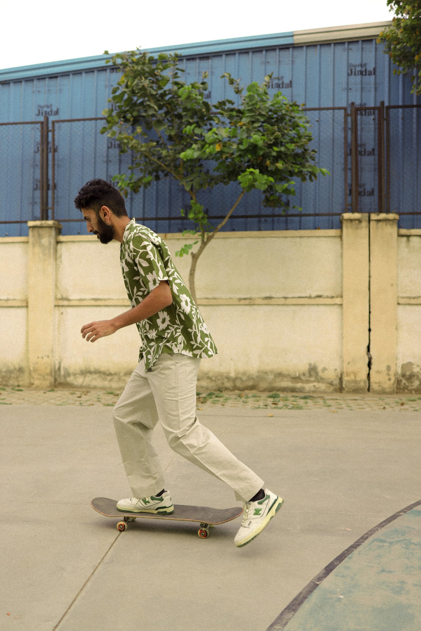 Olive Green Floral shirt