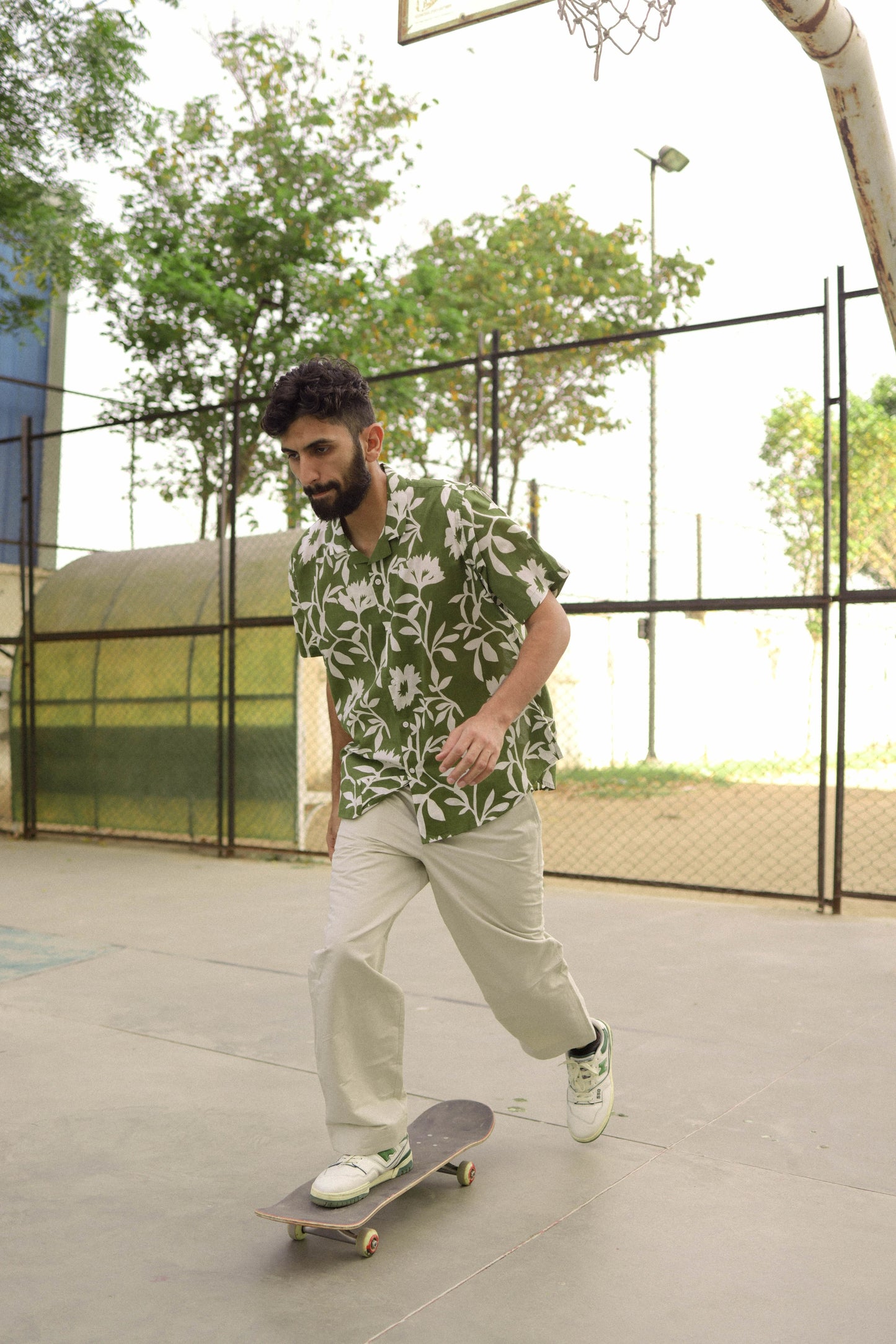 Olive Green Floral shirt